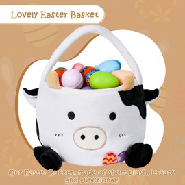 Easter Baskets for Kids, Cute Cow Easter Egg Buckets Huting Festivals Gift for Girls Boys