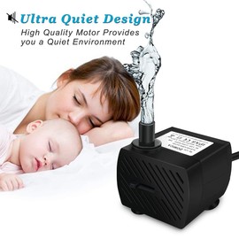 DOMICA (80GPH 4W) Mini Submersible Water Pump with 2.2FT Tube for Pond, Aquariums, Fish Tank, Hydroponics, Tabletop Fountain, Pet Fountain, Indoor or Outdoor Fountain Pump