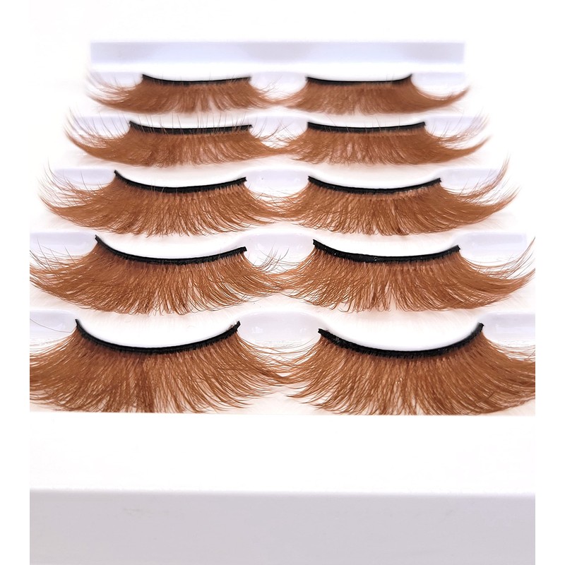 MISSLADY Colored Lashes 20mm 3D Faux Mink Brown Eyelashes False
