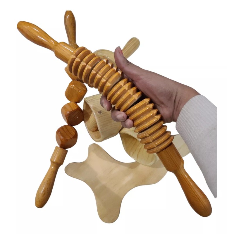 Singex Set 6 Piezas Maderoterapia Artesanal Cinturón Rodillo Tabla