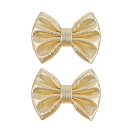 YanJie Glitter Gold Hair Bow for Girls Metallic Bows Toddler Teen Kids Hair Accessories Shiny Sequin Pigtail Bows for Christmas New Year Gift