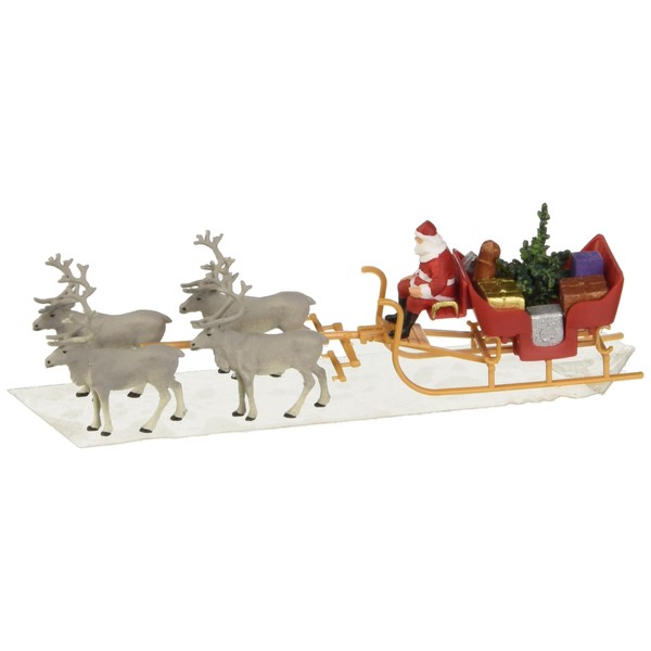 Preiser 30399 Christmas Sleigh Includes Santa, Packages & 4 Reindeer HO Model Figure