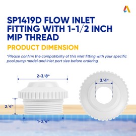 Pool Jet Nozzles SP1419D Directional Flow Hydrostream Return Jet by Canamax Compatible with Adjustable 3/4" Opening Rotating Eyeball and 1-1/2 Inch MIP Thread - PACK OF 6
