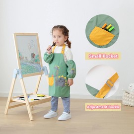 Children's Cooking Set Cooking Apron Kids Aprons Set with Pockets and 2 Sleeves Waterproof Children's Aprons Sleeves Adjustable Toddler Cooking Apron for Boys Girls Crafts Painting Baking Cooking, 2-5