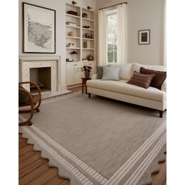 Loloi Chris Loves Julia Scottie Collection SCO-01 Fog/Ivory 3'-6" x 5'-6", .87" Pile Height, Accent Rug