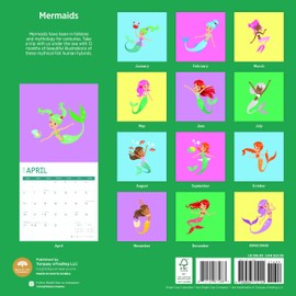 2025 Mermaids Monthly Wall Calendar by Bright Day, 12 x 12 Inch Kids Girls Boys Activities