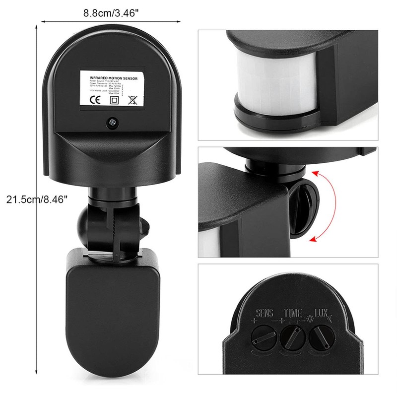 Motion Sensor Detector Switch 110V-240V Degree Wall Mounted Infrared PIR