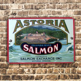Brotherhood Astoria Columbia River Salmon Can Label Sign Design 8x12 In. Aluminum Sign