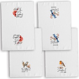 TNUW Christian Bird Kitchen Towels 16x24 Inch, Bible Verse Decor Dish Tea Towels for Kitchen, Birds Lover Gifts for Women Decorative Hand Towel for Bathroom Decor, Christian Gifts for Women, Set of 4
