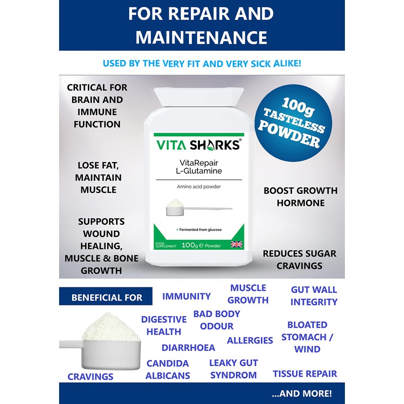 VitaRepair L-Glutamine The High Strength Targeted Release Vegan Amino Acid