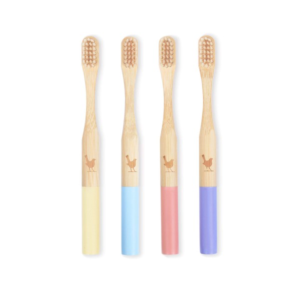 Native Birds Kids Bamboo Toothbrush with Soft Bristles, Set of
