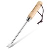 WORKPRO Dandelion Weeder Puller Tool with Wood Handle, Polished Stainless