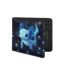 Coldinair Wallet for Boys Teen,Kids Purse Wallets Leather Kids Boys Bifold Wallet for Children Teenager, Axolotl,Blue, American