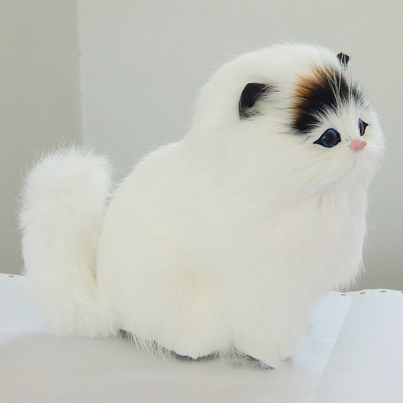 Real Sheep Hair Simulation Cat Plush Toy Electronic Pet Doll