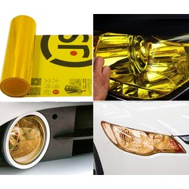 DIYAH Golden Vinyl Tint Film for Headlights, Tail Lights, Fog Lights – Self-Adhesive, Scratch-Resistant, Easy to Install, Universal Fit for Cars, SUVs, Trucks (12 X 96 Inches)