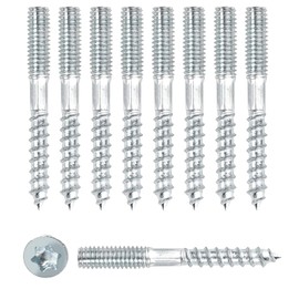 Jinsion Hanger Bolts, 10 Pieces Double Ended Screws, M8 X 60mm Double Headed Bolts Dowels, M8 Bolts Metal Screw Dowels Hanger Bolts for Woodworking Connector Joining Furniture Legs Carpenters DIY