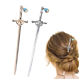 2 Stück Schwert Haarnadeln, Chinesische Haarstab, Haarstäbchen Schwert, Retro Haargabeln, Elegant Hair Stick, Vintage Chinese Antike Schwerthaarnadel, Damen Haarspangen Haarnadel