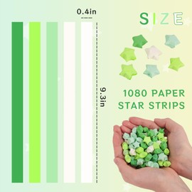 MCPINKY Star Origami Paper, Green Star Paper Strip, Double Sided Origami Stars Paper, Star Strips Paper for Birthday, Christmas Exchange Gifts, DIY Hand Crafts, School Teaching Supplies