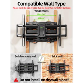 USX Mount Full Motion TV Wall Mount for 42-86 inch, TV Mount Swivel and Tilt,Wall Mount Bracket with Dual Articulating Arms Up to 132lbs, VESA 600x400mm, Max 16" Wood Studs, UL Listed XML019