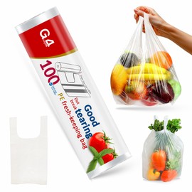 G4GADGET 100 Pack Clear Food & Freezer Bags with Tie Handles – Strong, Leak-Proof Plastic Bags for Storage, Meal Prep & Travel – Durable, Food-Grade Bags for Freshness