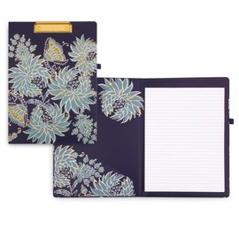Vera Bradley Clipboard Folio with Refillable Lined Notepad, Padfolio with Interior Pocket and Pen Loop (Gemstone Paisley Aqua)