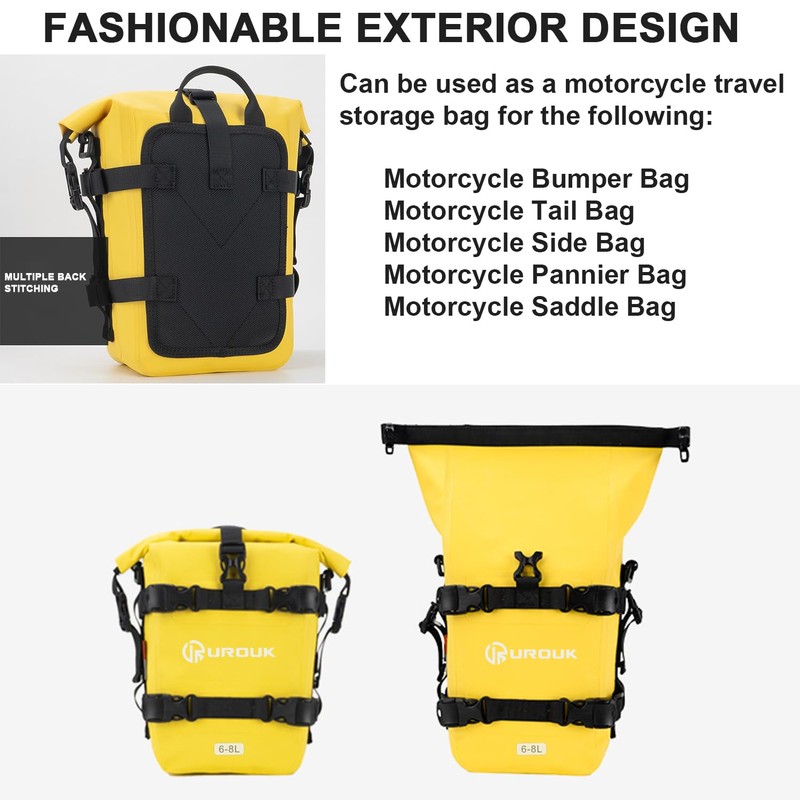 UROUK 6-8L Waterproof Motorcycle Bumper Bag Motor Crash Bar Bag