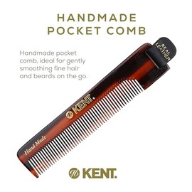 Kent NU22 - Peine de bolsillo de dientes finos hecho a mano para hombres, mujeres y niños, alisador de pelo para el cuidado diario del cabello, barba 