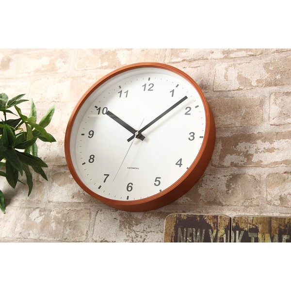 KATOMOKU Plywood Wall Clock, Light Brown, Sweep (Continuous Second Hand), km-36M, φ252mm (Quartz Watch)