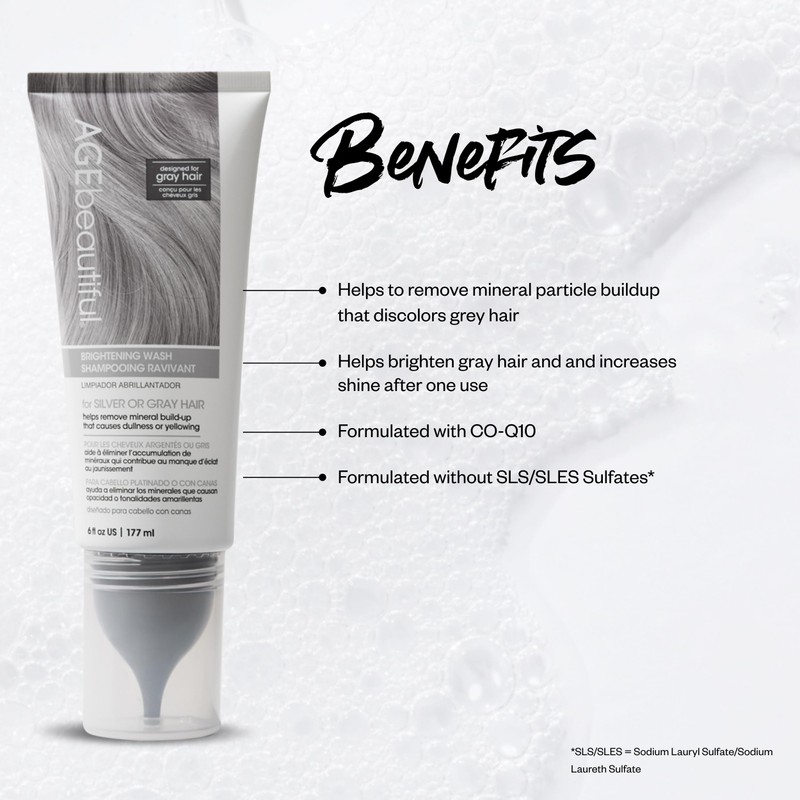 AGE beautiful Brightening Wash Shampoo for Silver or Gray Hair,