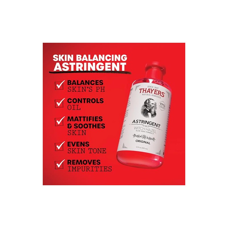 Thayers Astringente original de hamamelis con fórmula de aloe vera,