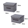 EURXLQ Grey Foldable Storage Box with Lid, Linen Fabric Foldable