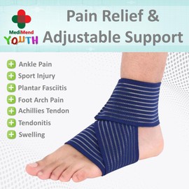 Ankle Brace for Kids and Teens - Ankle Brace for Sprained Ankles and Strains - Adjustable Injury Recovery & Compression Fit - Gymnastics / Football / Hocky / Running -