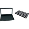 FindingKing Black Glass Top Jewelry Case (Snap close lid) w/