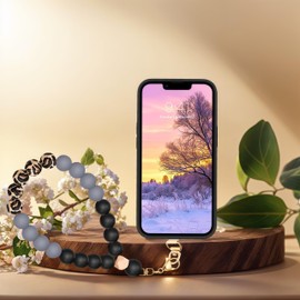 Penekin Silicone Beaded Phone Wrist Strap with Metal Tether Tab, Sparkling Phone Lanyard, Wristlet Strap for Cellphone and Camera (Leopard)