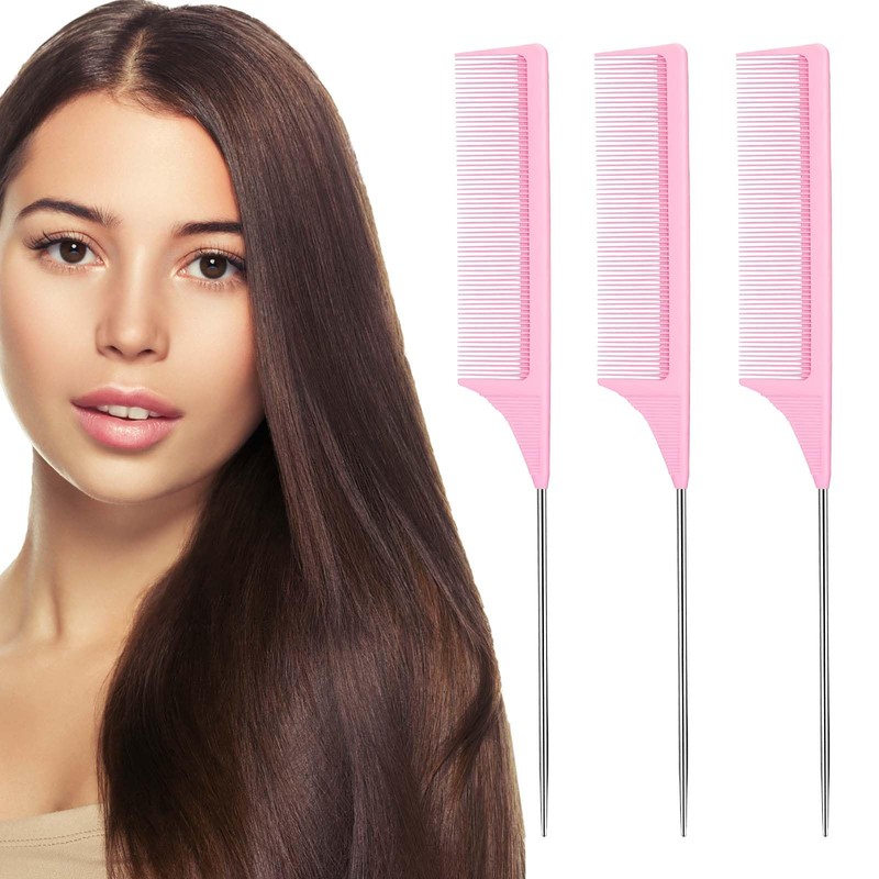 GENC BÉAUTY 3pcs Rat Tail Combs Parting Comb, Comb Set