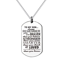 KENYG Inspirational Necklace To My Son Dog Tag Box Chain Venetian chain Necklace Mens Fashion Jewellery