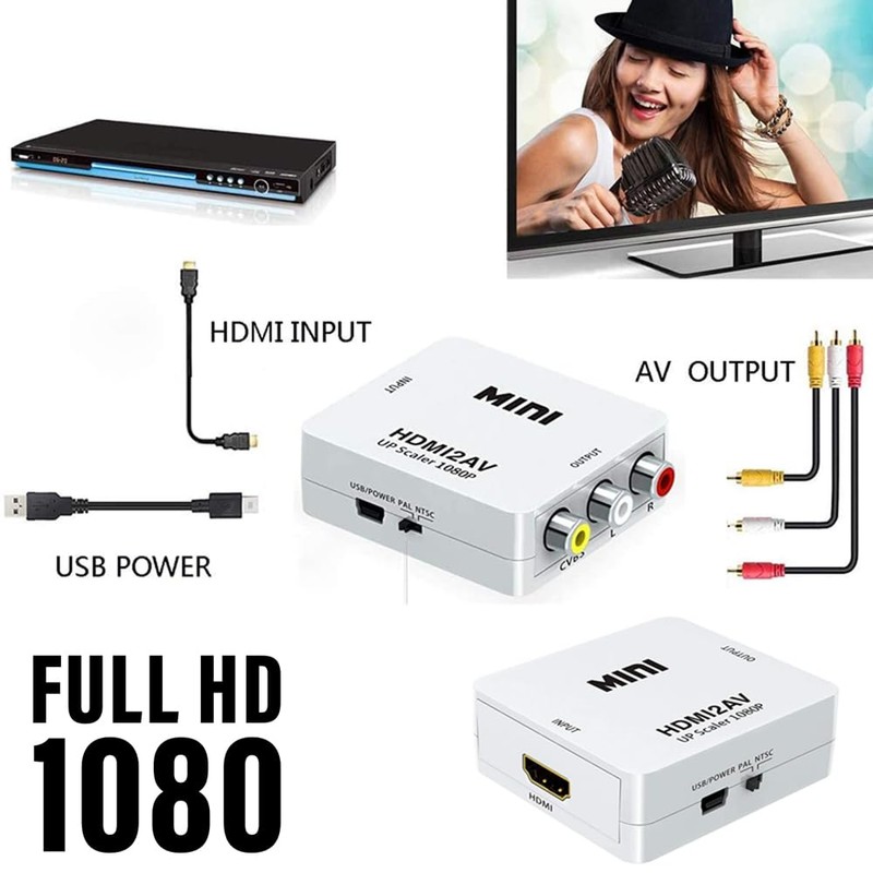 HDMI to AV Converter Output Digital to RCA Audio/Video Input