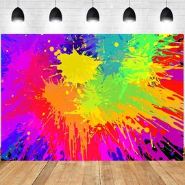 Colorful Paint Splash Backdrop Abstract Graffiti Style Hip Hop 80s 90s Art Party Painting Photography Background Banner Photo Booth Props (8x6ft)