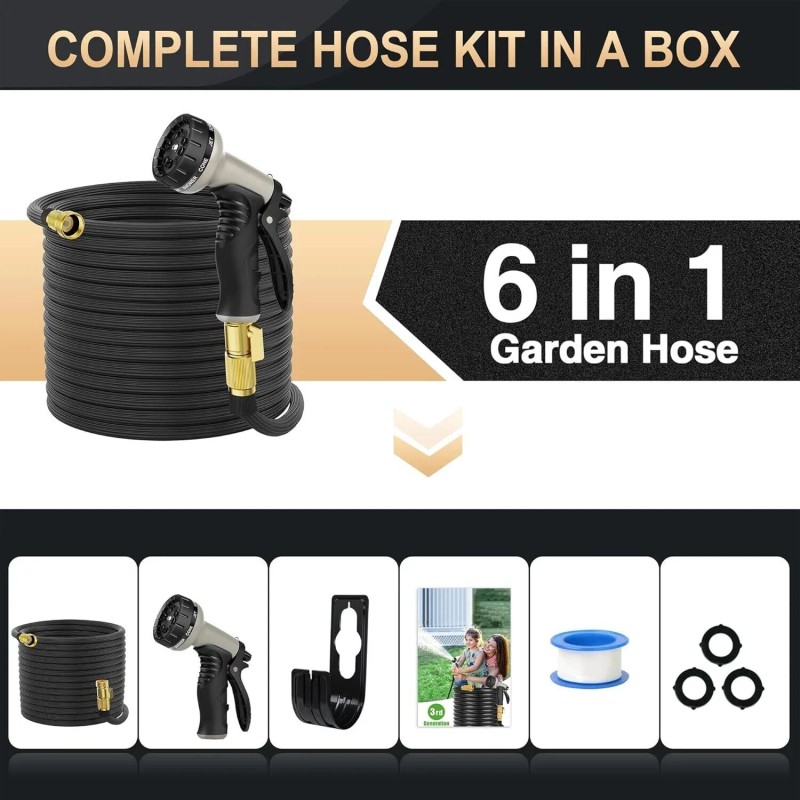 Garden 100FT HEAVY DUTY EXPANDABLE GARDEN HOSE 3-LAYER FLEXIBLE PIPE