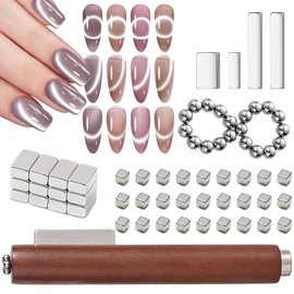 XEAOHESY 64pcs Cateye Magnet for Nails 3-in-1 Nail Art Magnet Beads Cube Nail Magnet Rectangle Nail Magnet with Crocodile Pattern Effect 4 Mini Rectangular Cat Eye Magnet for Cat Eye Gel Nail Polish