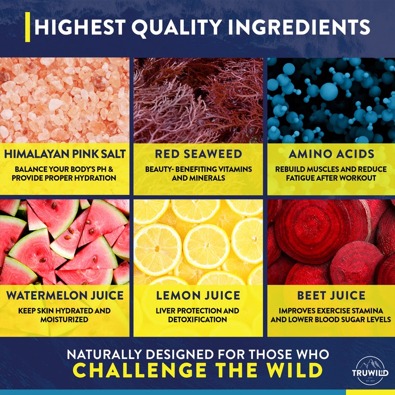 TruWild Natural Hydration Powder with Zero Sugar, Vegan Electrolytes +