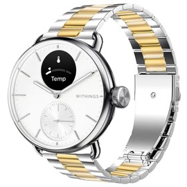 Compatible for Withings Smartwatch Bands, Lamshaw 18mm, 20mm Stainless Steel Metal Replacement Strap Bracelet Men & Women Compatible for Withings ScanWatch 2 42mm/ScanWatch Horizon/ScanWatch