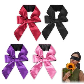 Pack of 4 Satin Blindfold, Blackout Eye Mask, 130 x 7 cm, Soft Sleeping Mask, Adjustable Eye Cover, Travel Eye Mask, Blindfolds for Adults, Women, Men, Couples
