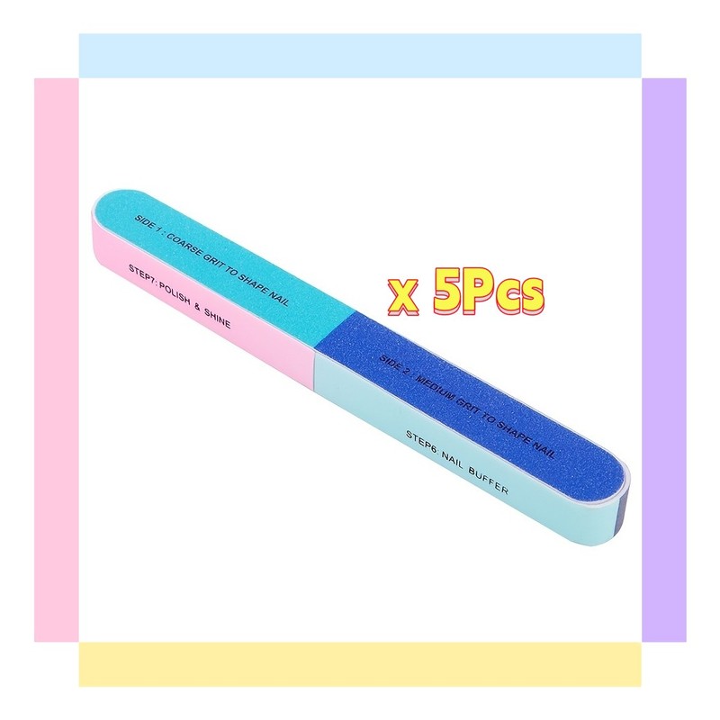 5 PCS Six-sided Polishing File Nail Tool Creative Printing Nail