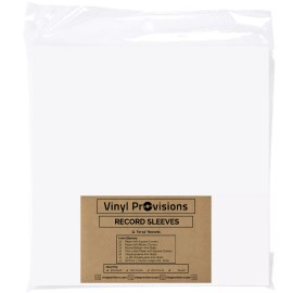 Vinyl Provisions 12 Inch Record Anti-Static Inner Sleeves Fits 33 1/3 RPM 100 Pack