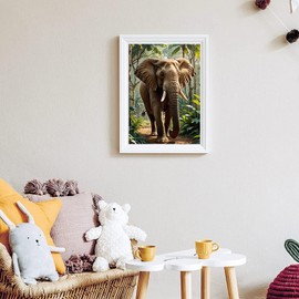 GLXPOG Elephant Forest 5D Diamond Painting Picture Set, Diamond Art Painting Kit for Adults, DIY Rhinestone Embroidery Painting Wall Decor 30 x 40 cm