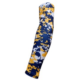 Sports Farm New! Navy Blue Yellow White Digital Camo Arm Sleeve - Moisture Wicking Compression (Youth Medium)