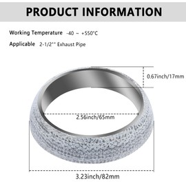 ID 2.56"/65mm Car Exhaust Manifold Gasket,Graphite Construction Exhaust Donut Gasket Seal Muffler Ring,Automotive Replacement Exhaust Flange Gasket for Stop Leakage (65mm)