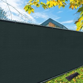 iCover 5x50ft Privacy Screen Fence, Outdoor Fencing Panels, Garden Windscreen Mesh Shade Sail Net Barrier, Include Reinforced Bindings and Brass Grommets Cable Zip Ties, Green