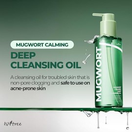 ISNTREE Aceite Desmaquillante Facial Mugwort Calming Deep Cleansing Oil - Coreano con Artemisa Mugwort y 8 Aceites Vegetales, Poros, 200 ml